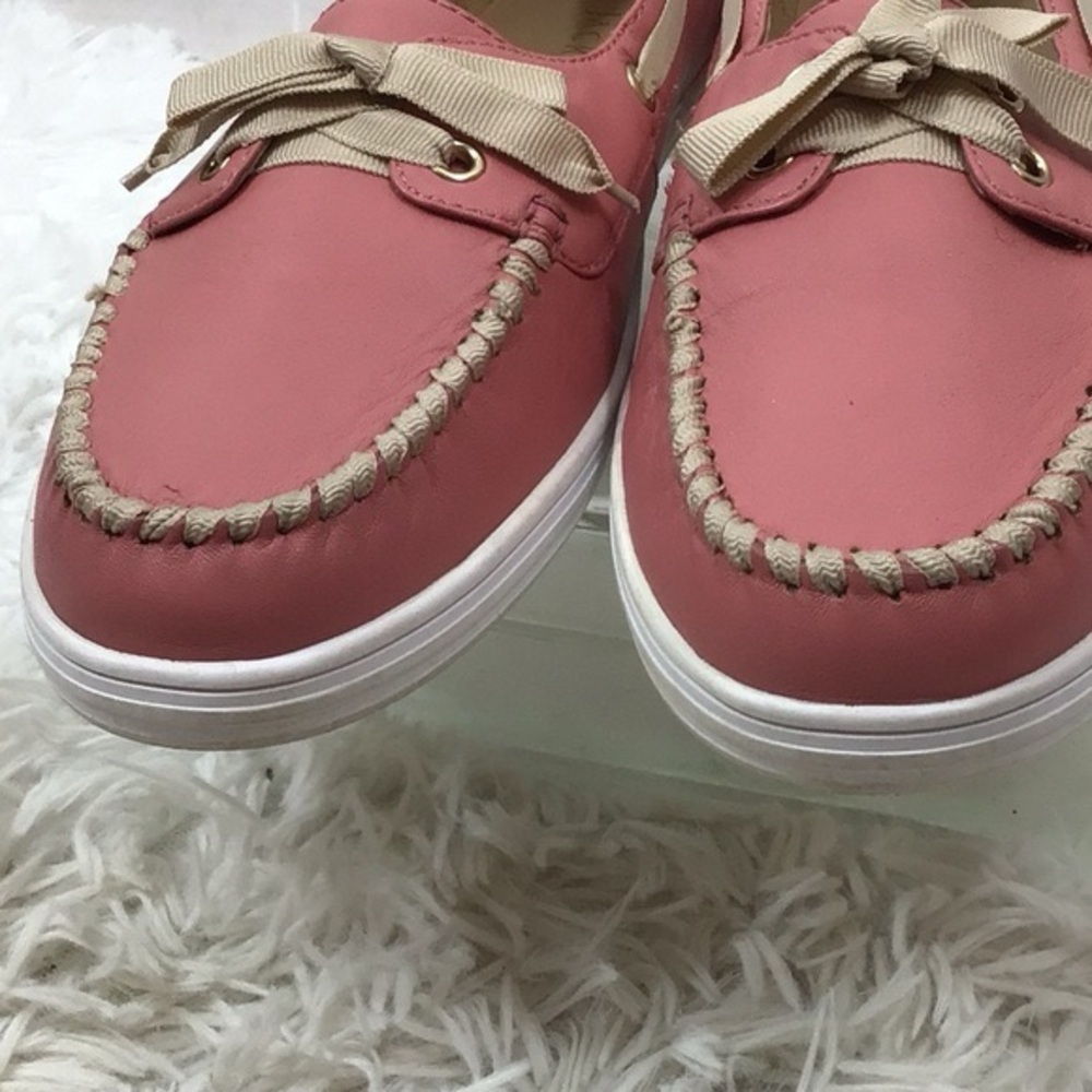 Jack Rogers Bonnie Weekend Loafer Flats Pink Leather Bow Boat Shoes Women’s 7.5 - Picture 6 of 12